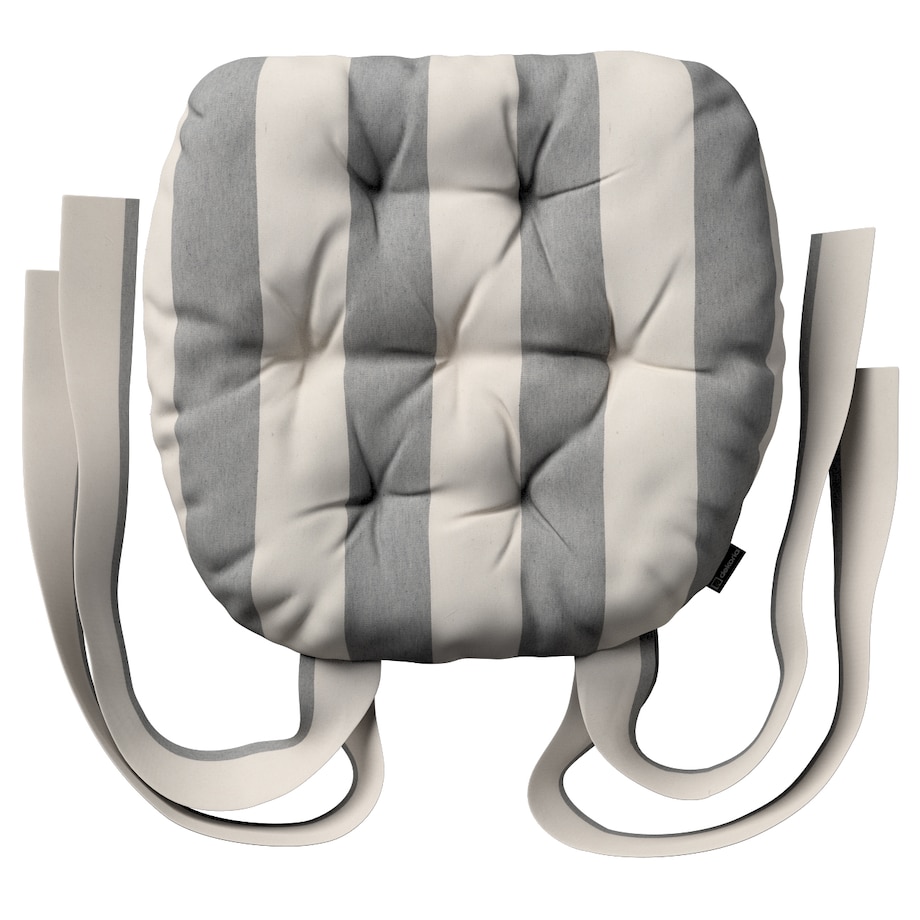 Poduszka na krzesło Marcin, biało-szare pionowe pasy (5,5cm), 40 x 37 x 8 cm, Quadro