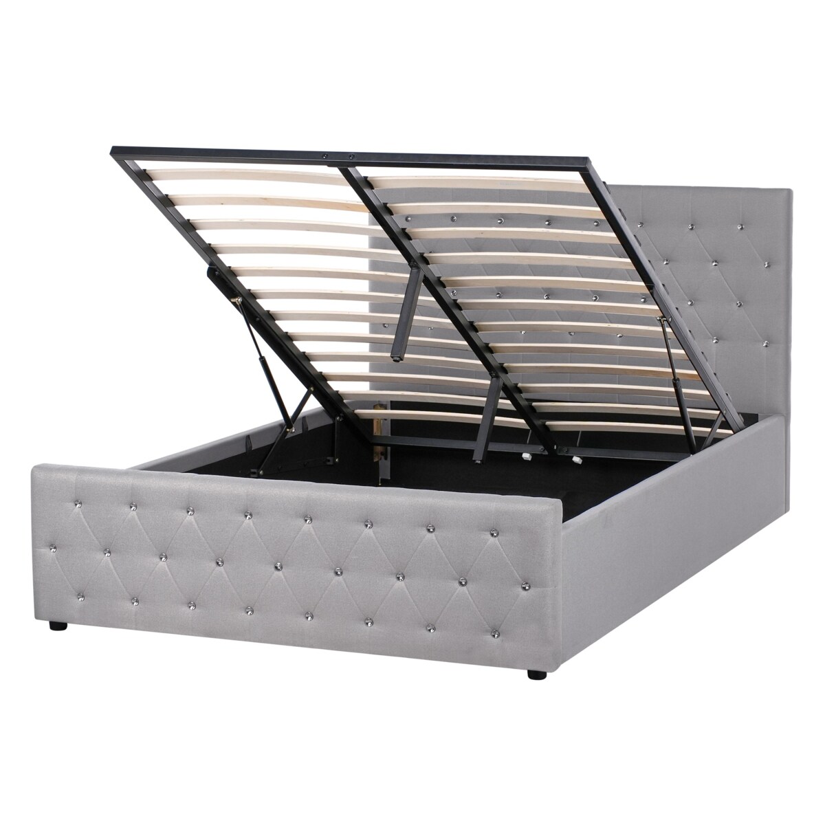 Łóżko z pojemnikiem AMIENS 140 x 200 cm Jasnoszary