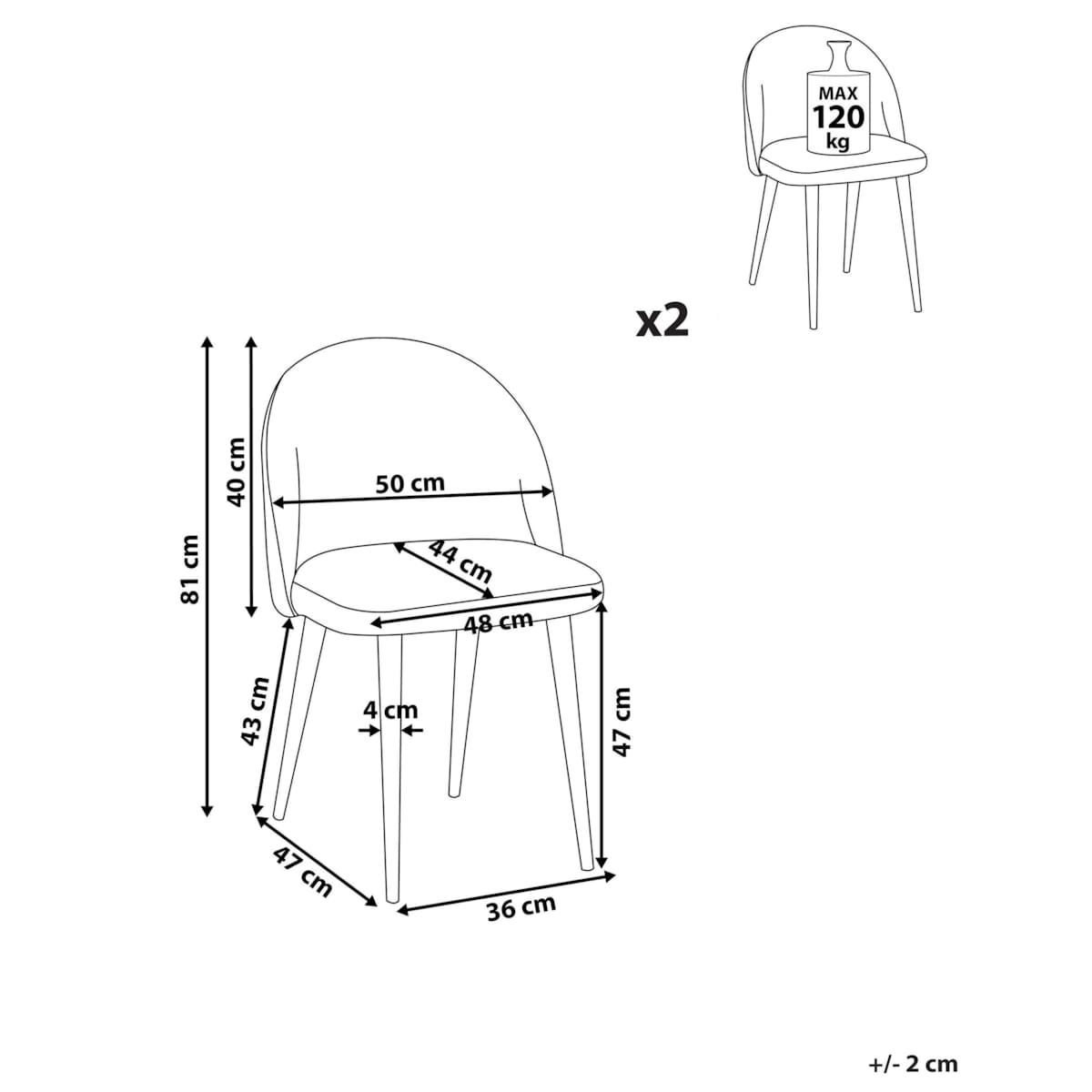 Zestaw 2 krzeseł welurowy szary VISALIA