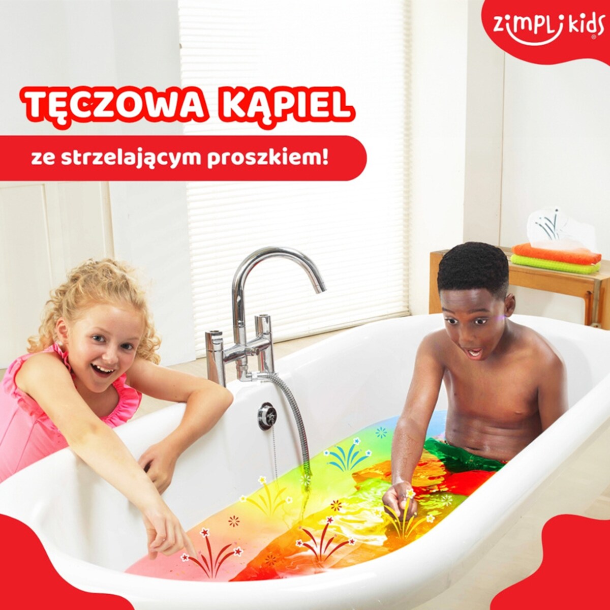 Strzelający proszek do kąpieli Crackle Baff Colours 6 użyć 6 kolorów 3+ Zimpli Kids