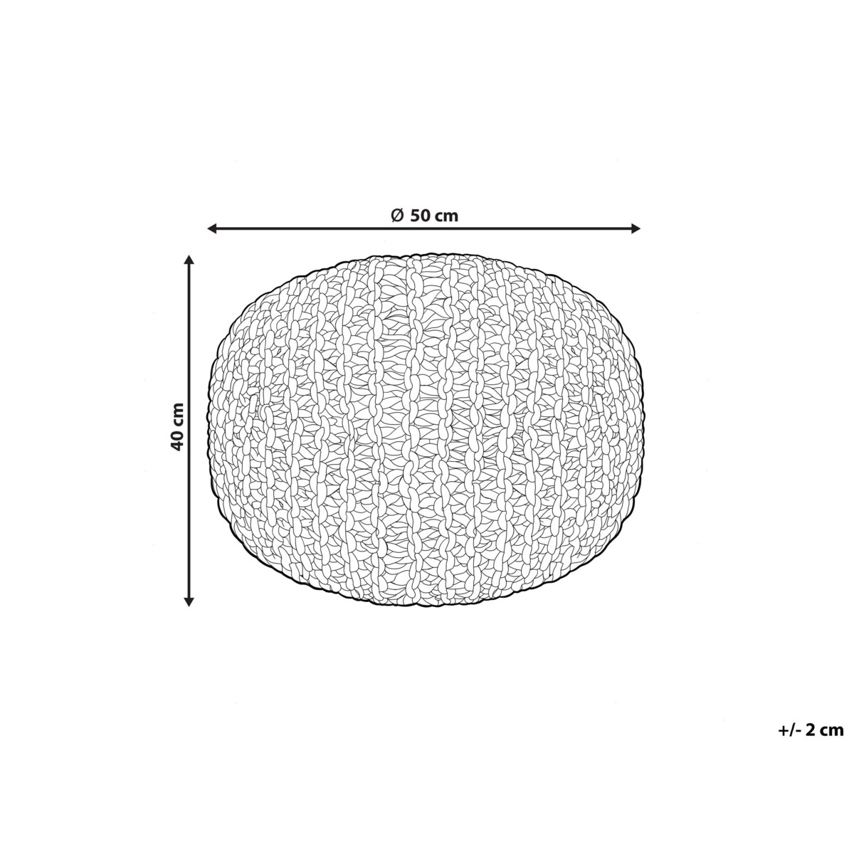 Puf DUKI Beżowoszary Juta 50 cm 50 cm