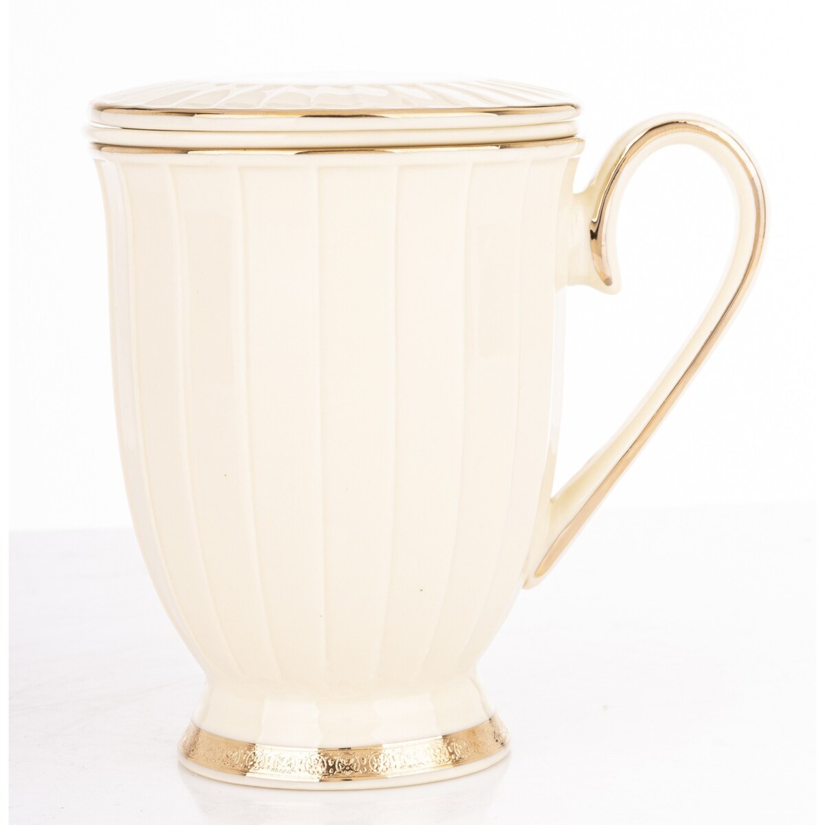 Kubek 400 ml porcelanowy z zaparzaczem 9x12,5x12,5 cm VIENNA-2 ecru
