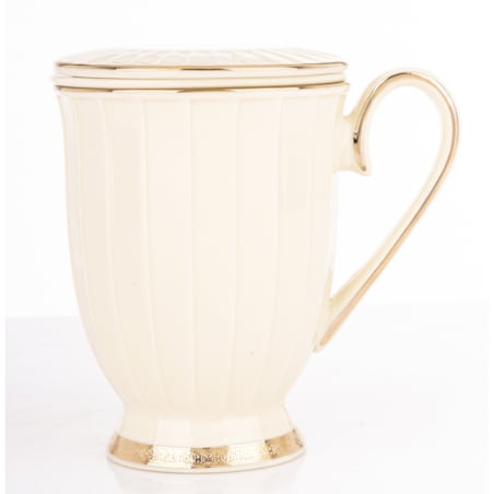 Kubek 400 ml porcelanowy z zaparzaczem 9x12,5x12,5 cm VIENNA-2 ecru
