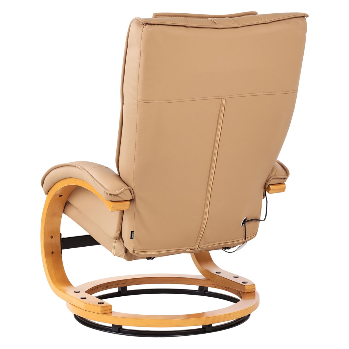 Fotel z masażem MAJESTIC Z podnóżkiem Ekoskóra Jasnobrązowy
