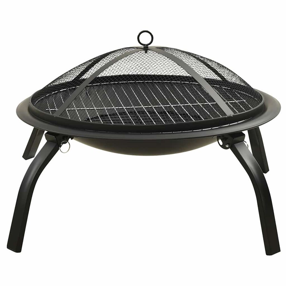 vidaXL Palenisko i grill 2-w-1, z pogrzebaczem, 56x56x49 cm, stal