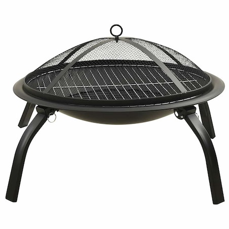 vidaXL Palenisko i grill 2-w-1, z pogrzebaczem, 56x56x49 cm, stal