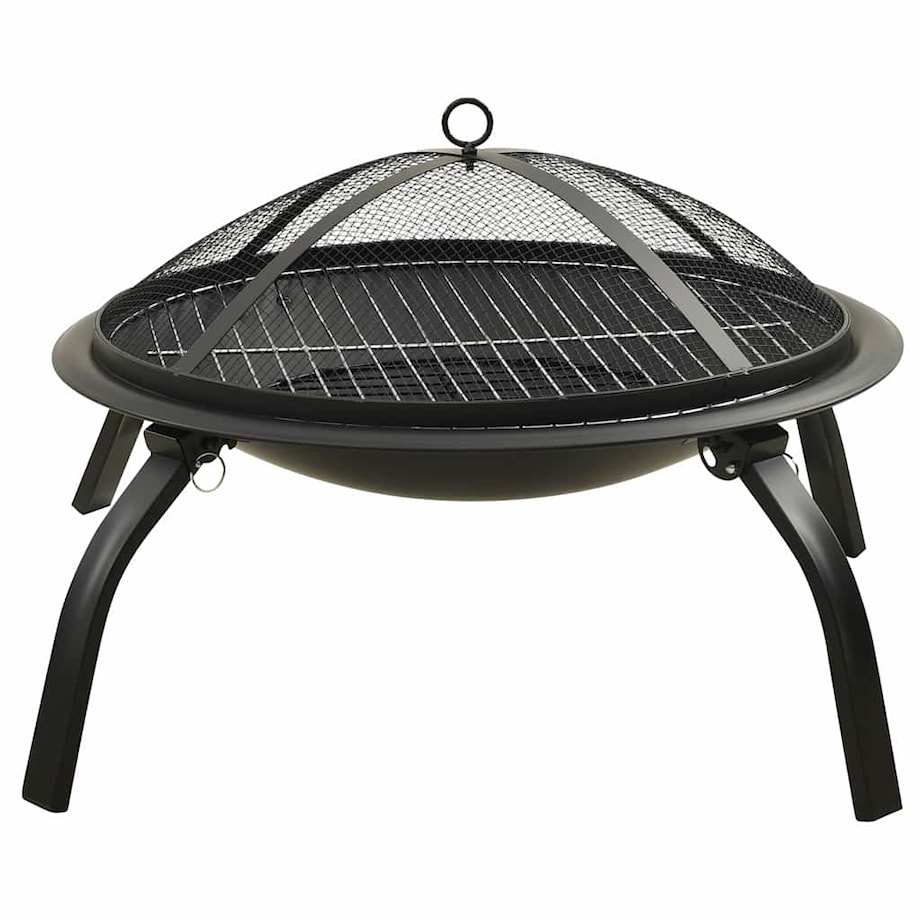 vidaXL Palenisko i grill 2-w-1, z pogrzebaczem, 56x56x49 cm, stal