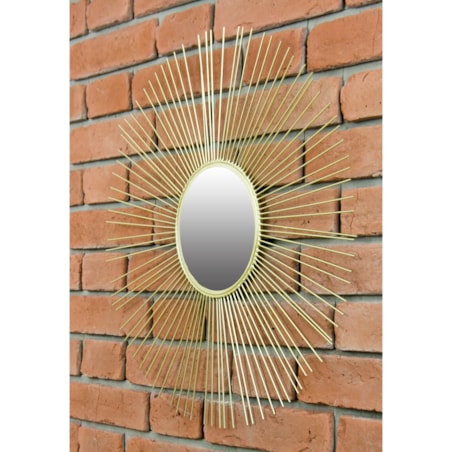 LUSTRO do salonu okrągłe SŁOŃCE metalowe ZŁOTE