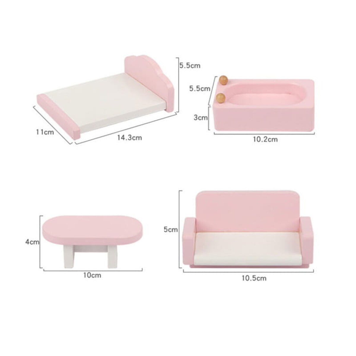 Mebelki drewniane dla lalek - 22 el.