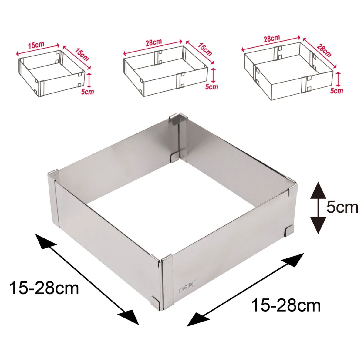 Regulowana forma do ciasta 28-15x5cm Tortownica Rant cukierniczy KINGHOFF