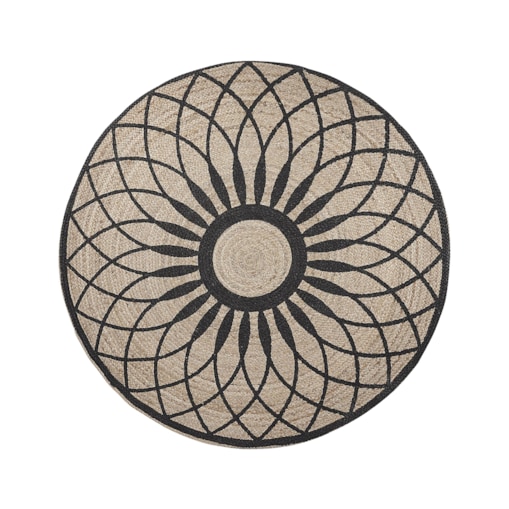Dywan okrągły z juty ø 140 cm beżowo-czarny KULLAR