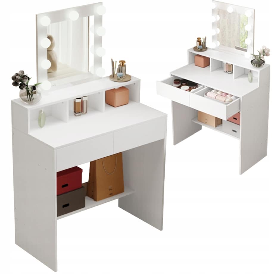 Toaletka z lustrem led do makijażu wizażu kosmetyczna nowoczesna loft 80 cm