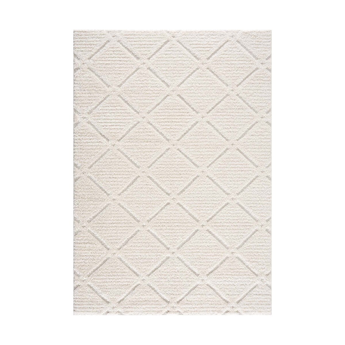 Dywan z efektem high low geometryczny romby Focera 29970 Krem 140x200