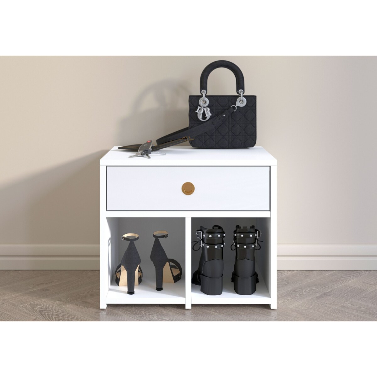 Biała Szafka Mirage z szufladą / wysoki połysk / szer. 54 cm