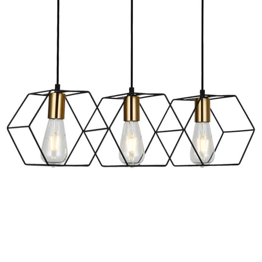 Druciana lampa wisząca Aina do jadalni loft czarna złota