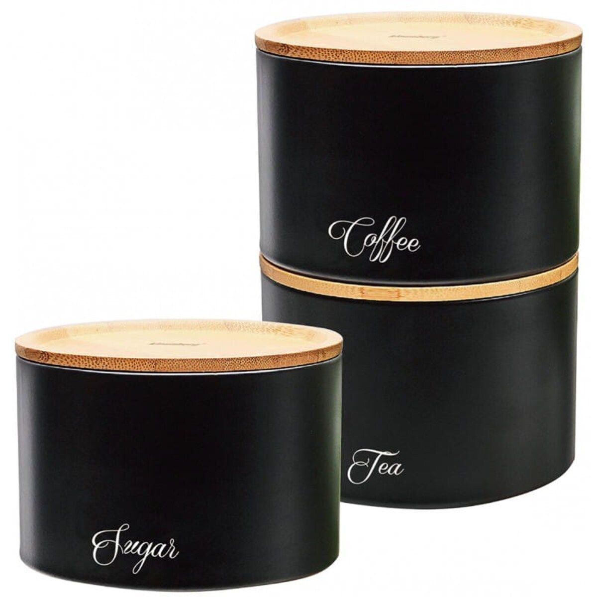Zestaw pojemników kuchennych kawa herbata cukier czarny KLAUSBERG
