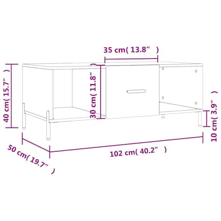 vidaXL Stolik kawowy, czarny, 102x50x40 cm, materiał drewnopochodny