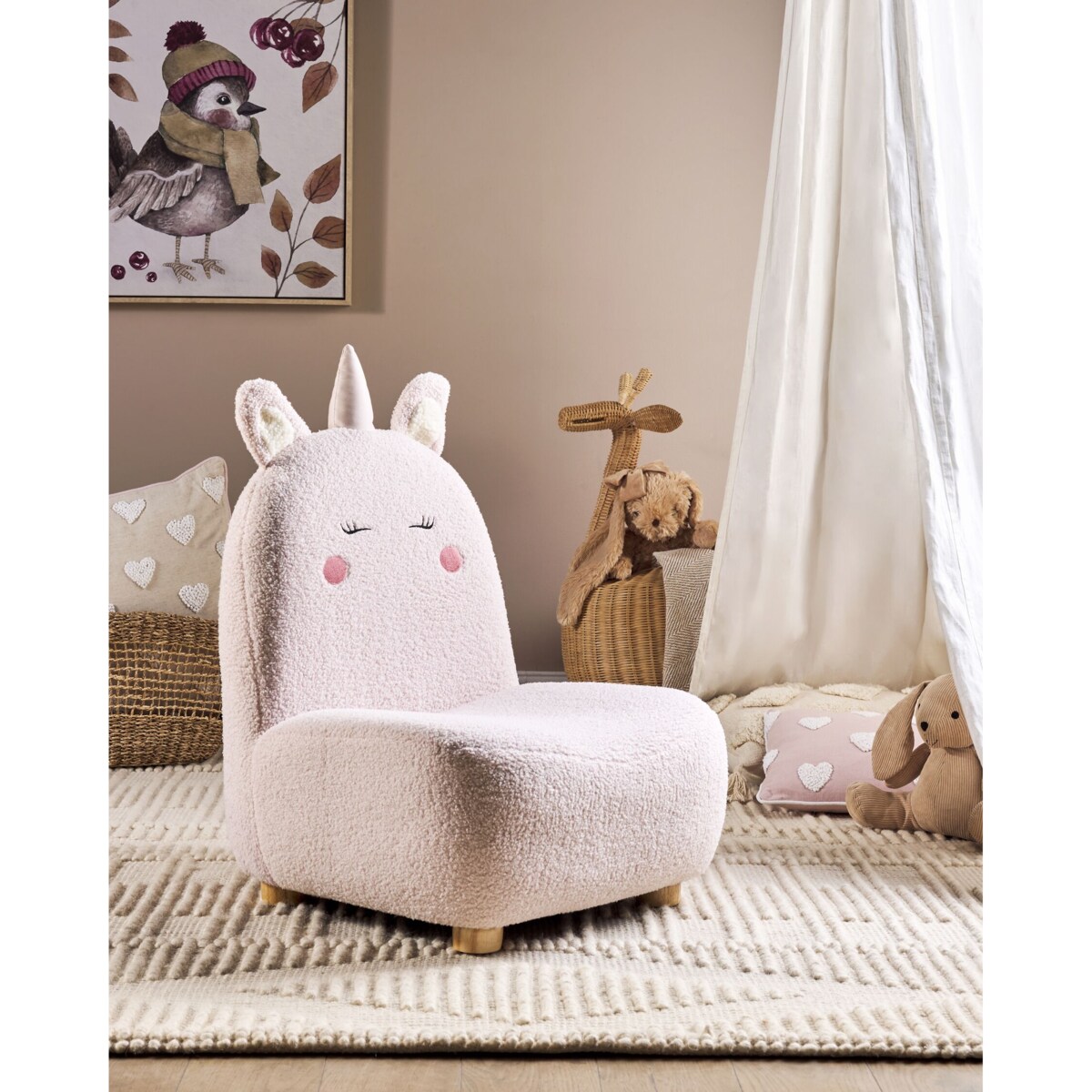 Fotel dziecięcy jednorożec teddy różowy LULEA