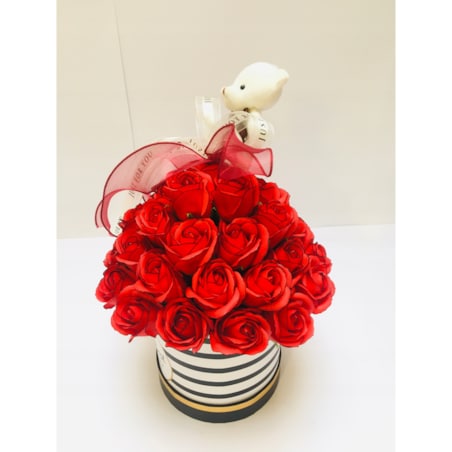 FLOWER BOX DUŻY pachnie kwiaty mydlane róża miś na urodziny dzień kobiet 18