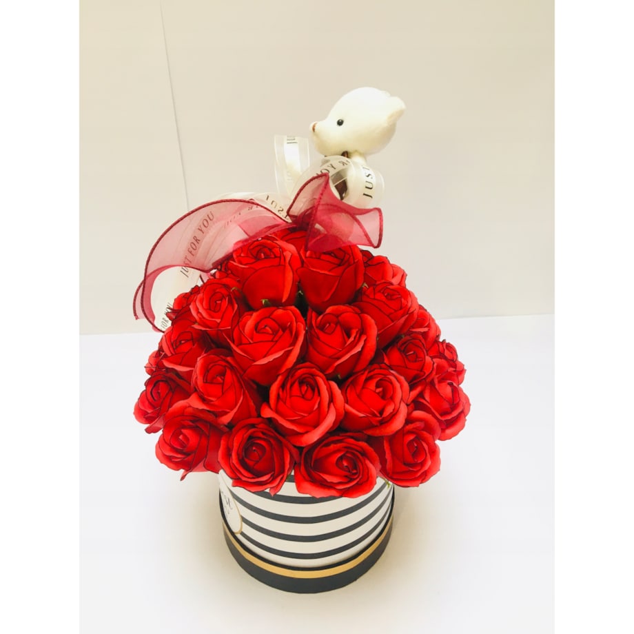 FLOWER BOX DUŻY pachnie kwiaty mydlane róża miś na urodziny dzień kobiet 18