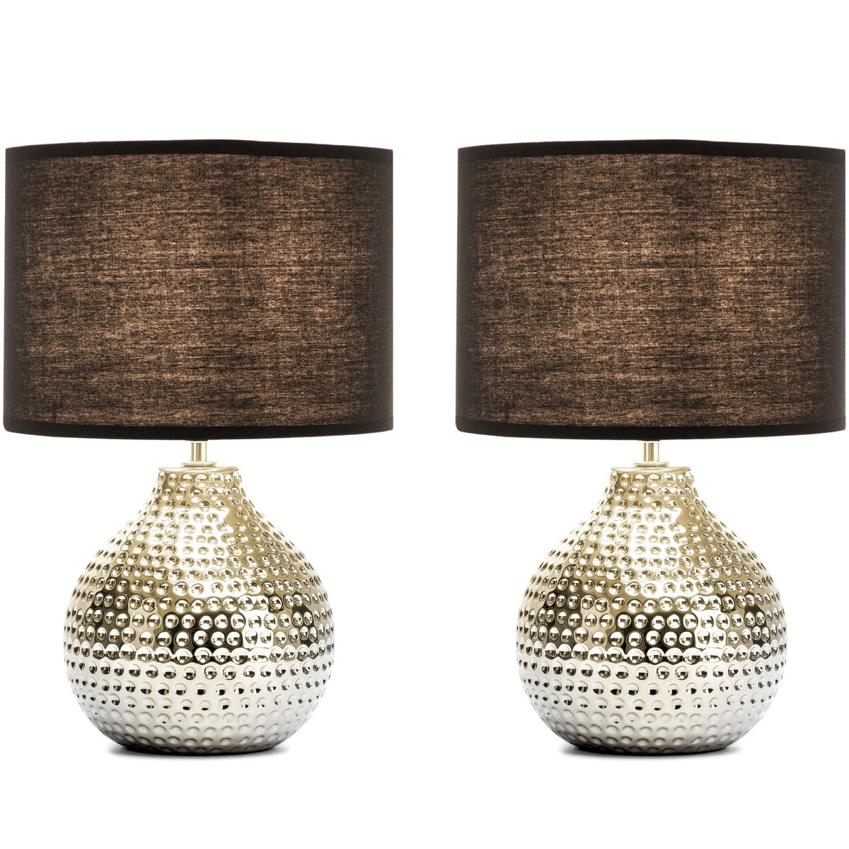 KONSIMO NIPER eleganckie lampki stołowe 2 sztuki srebrno-czarna