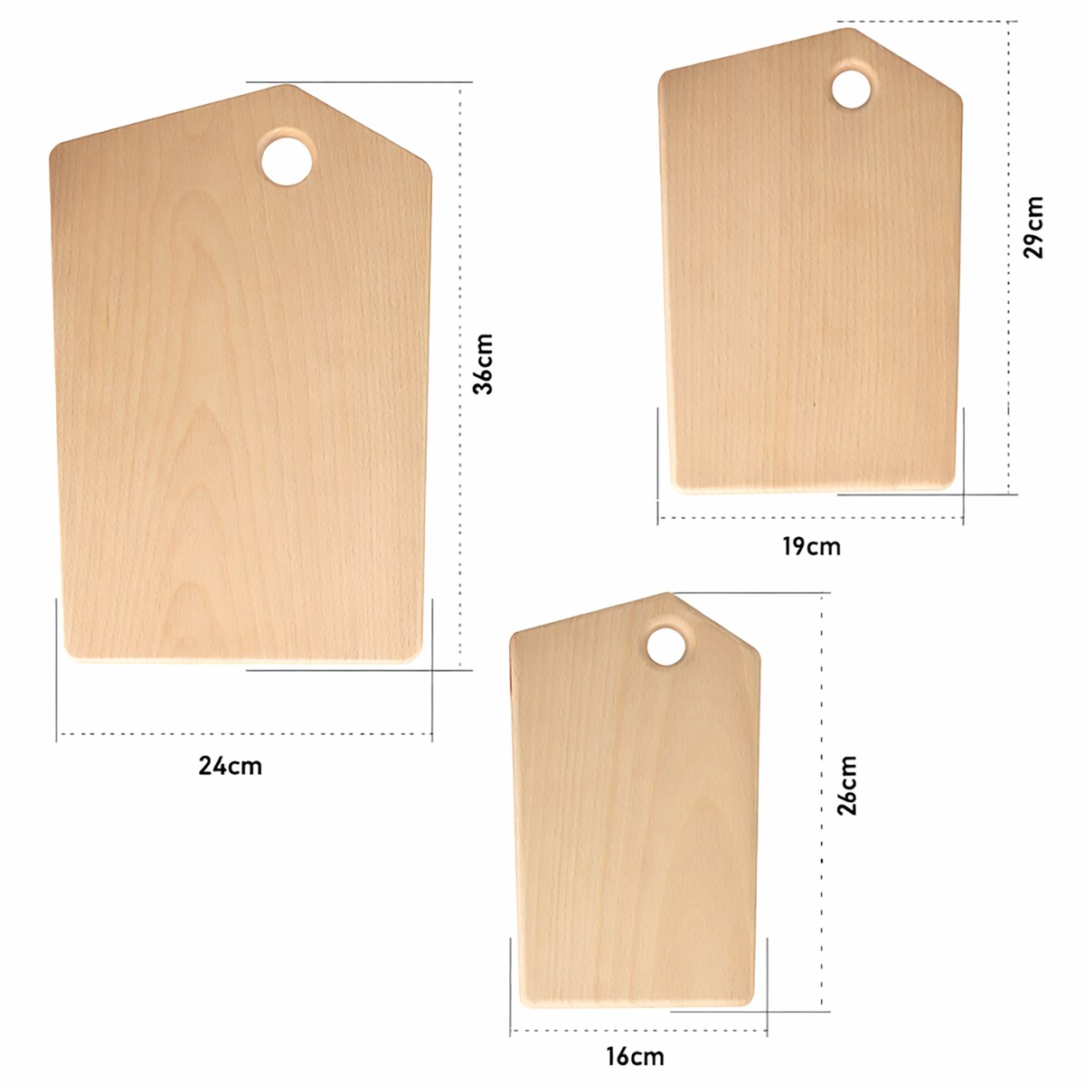 Deski Drewniane Kuchenne Do Krojenia Serwowania Zestaw 3 Szt Naturalne Drewno
