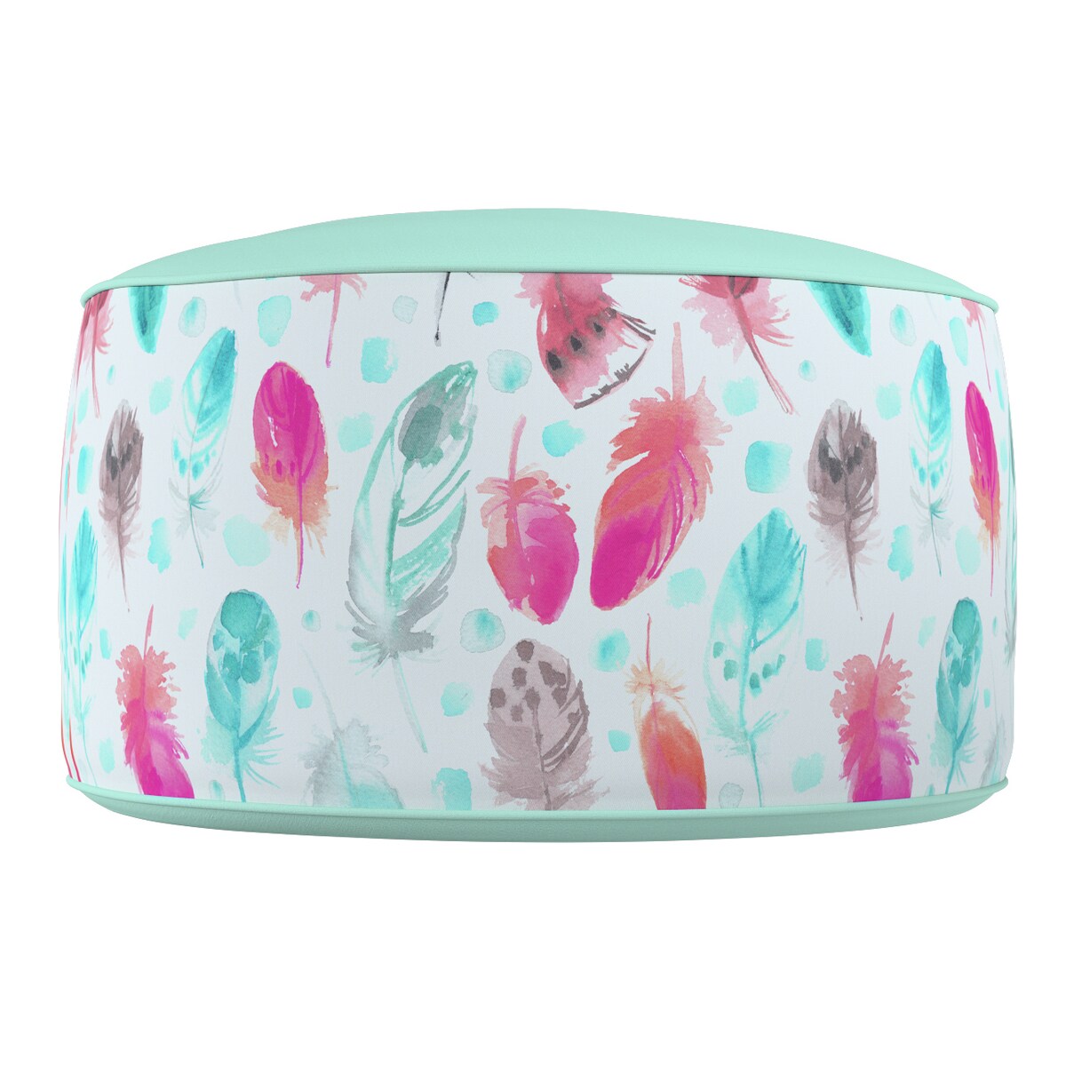Puf dwukolorowy Coli, różowe i turkusowe piórka, 50x25 cm, Magic Collection