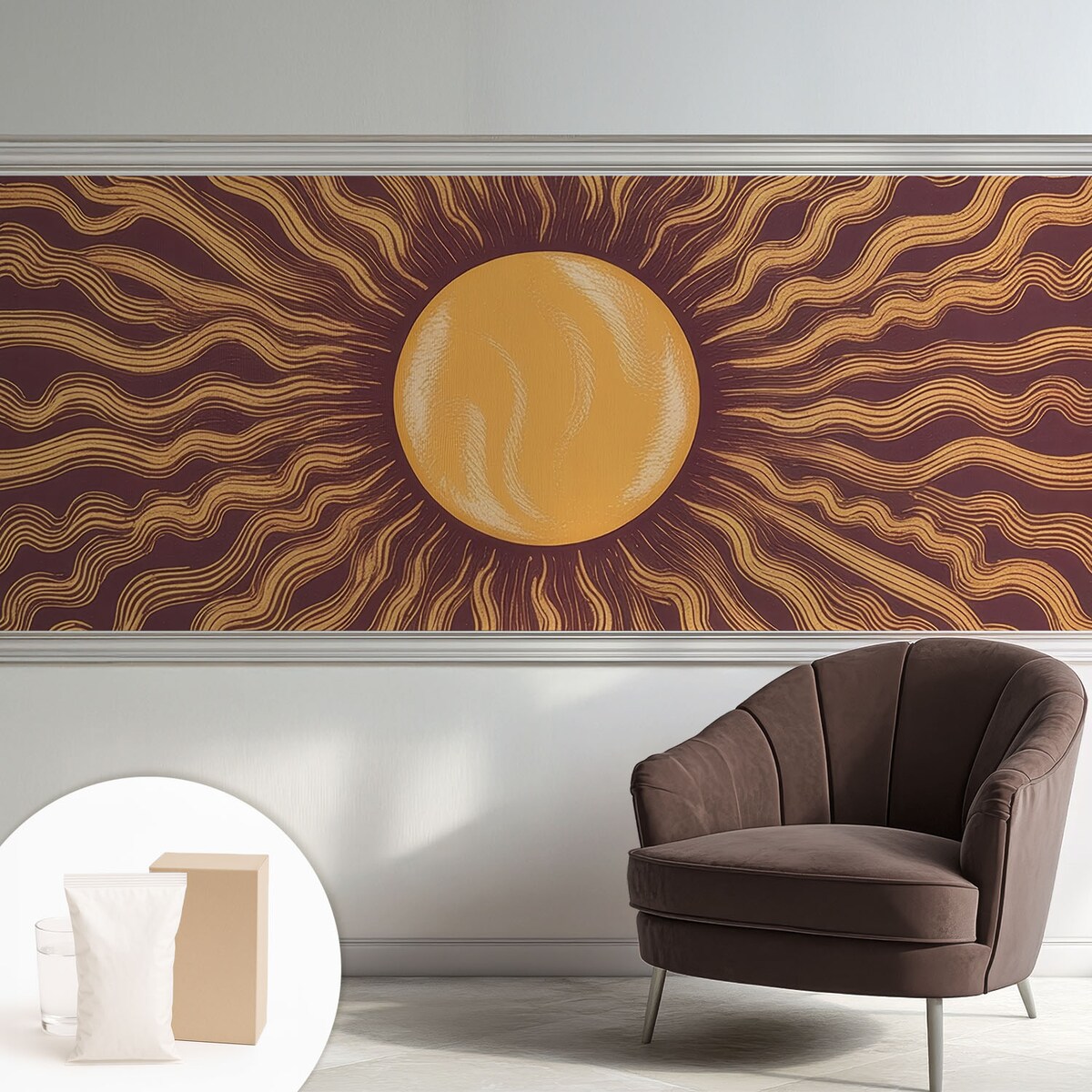 Fototapeta flizelinowa 250x104 cm - Słoneczne promienie, tapeta ścienna brązowa