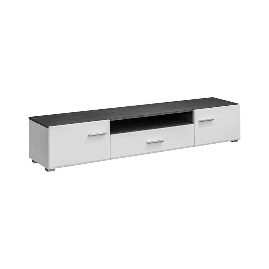 Szafka RTV SOLIDO TWIN 180 sosna czarna/biały połysk