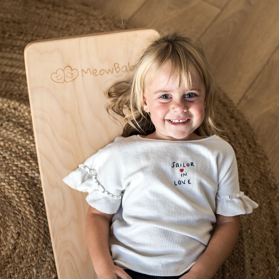 Deska do Balansowania z Filcem 80x30cm dla Dzieci, Drewniany Balance Board, Szary Melanż