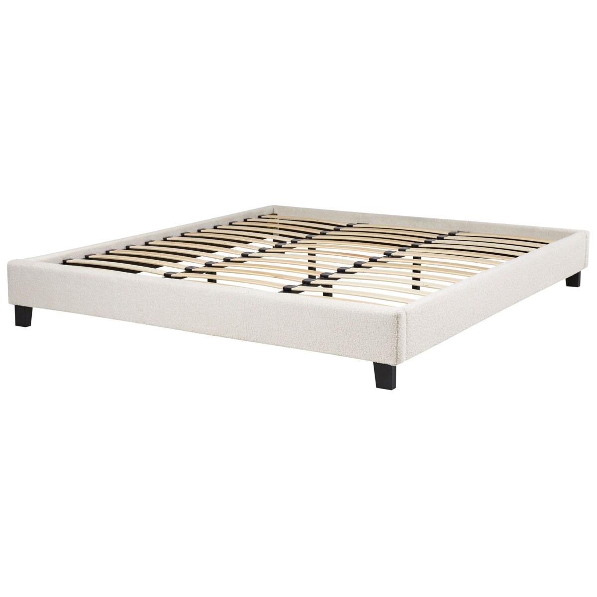 Łóżko kremowe tapicerowane ze stelażem 180 x 200 cm ROANNE