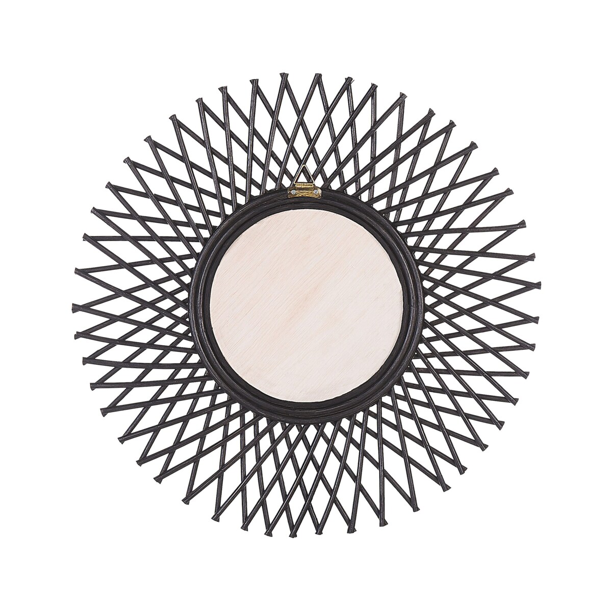 Rattanowe lustro ścienne słońce ⌀ 60 cm czarne TAGOLU