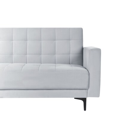 Sofa prawostronna rozkładana welurowa jasnoszara ABERDEEN
