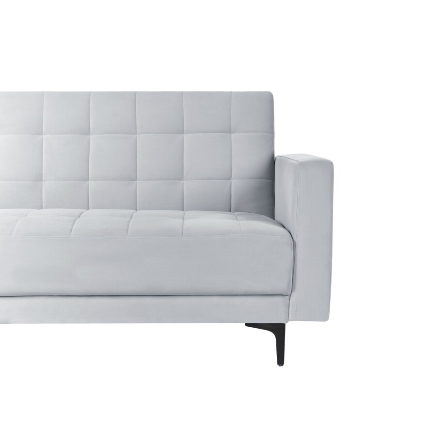Sofa prawostronna rozkładana welurowa jasnoszara ABERDEEN
