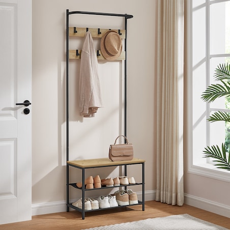 Wieszak Stojak Na Ubrania nowoczesny styl, dąb artisan, czarny