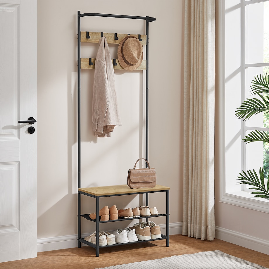 Wieszak Stojak Na Ubrania nowoczesny styl, dąb artisan, czarny