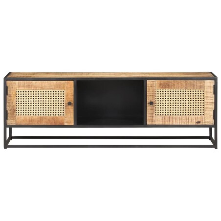 vidaXL Szafka pod TV, 120x30x40 cm, drewno mango i naturalna trzcina