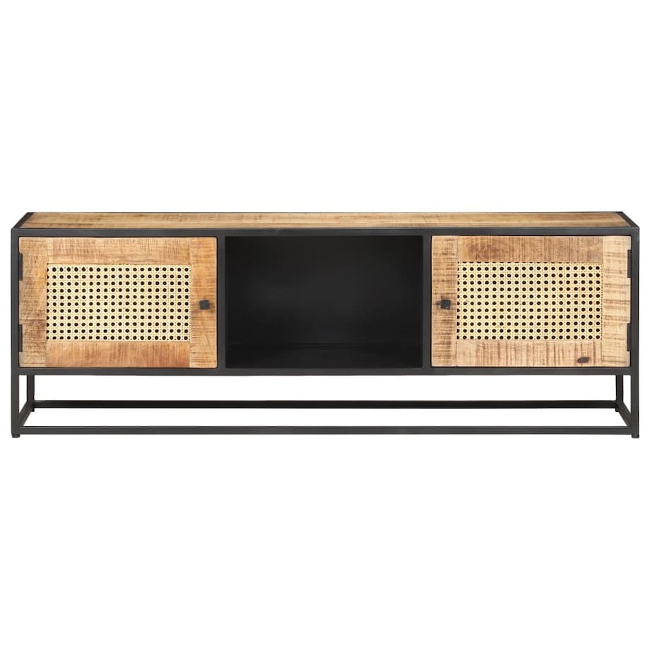 vidaXL Szafka pod TV, 120x30x40 cm, drewno mango i naturalna trzcina