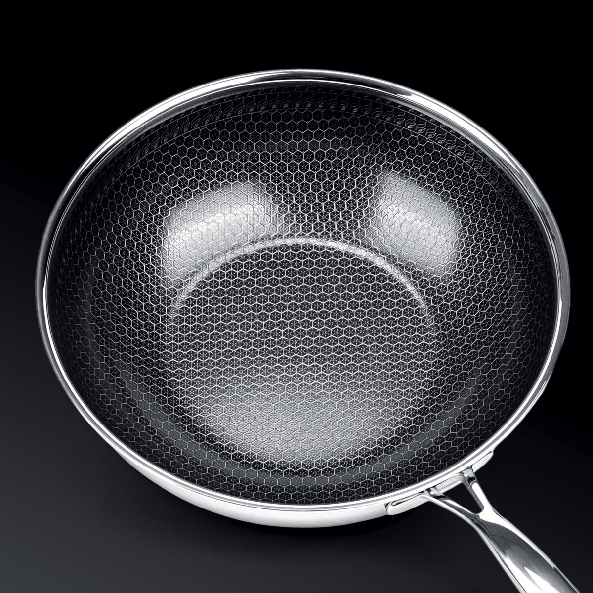 Profesjonalna patelnia ceramiczna Kanso Wok 30 cm z pokrywką Plaster miodu Na indukcje Na gaz Nierdzewna