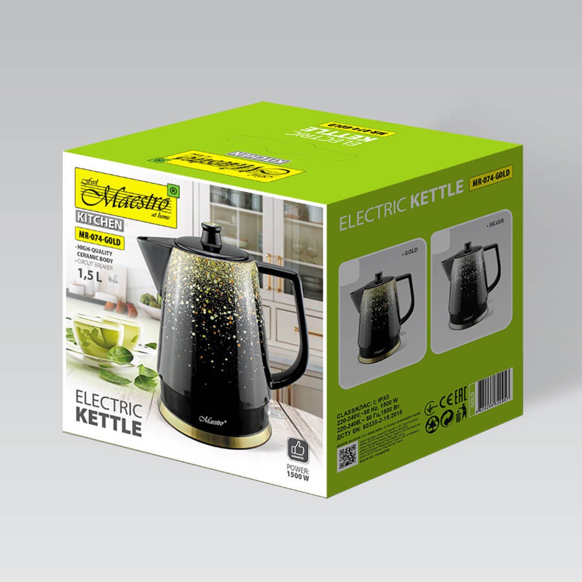 Maestro czajnik elektryczny 1.5L 1500W MR074GOLD