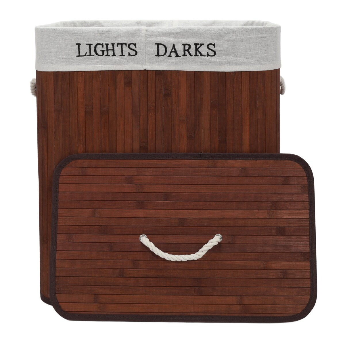 Bambusowy kosz na pranie, dwie komory SVANA, 100 l