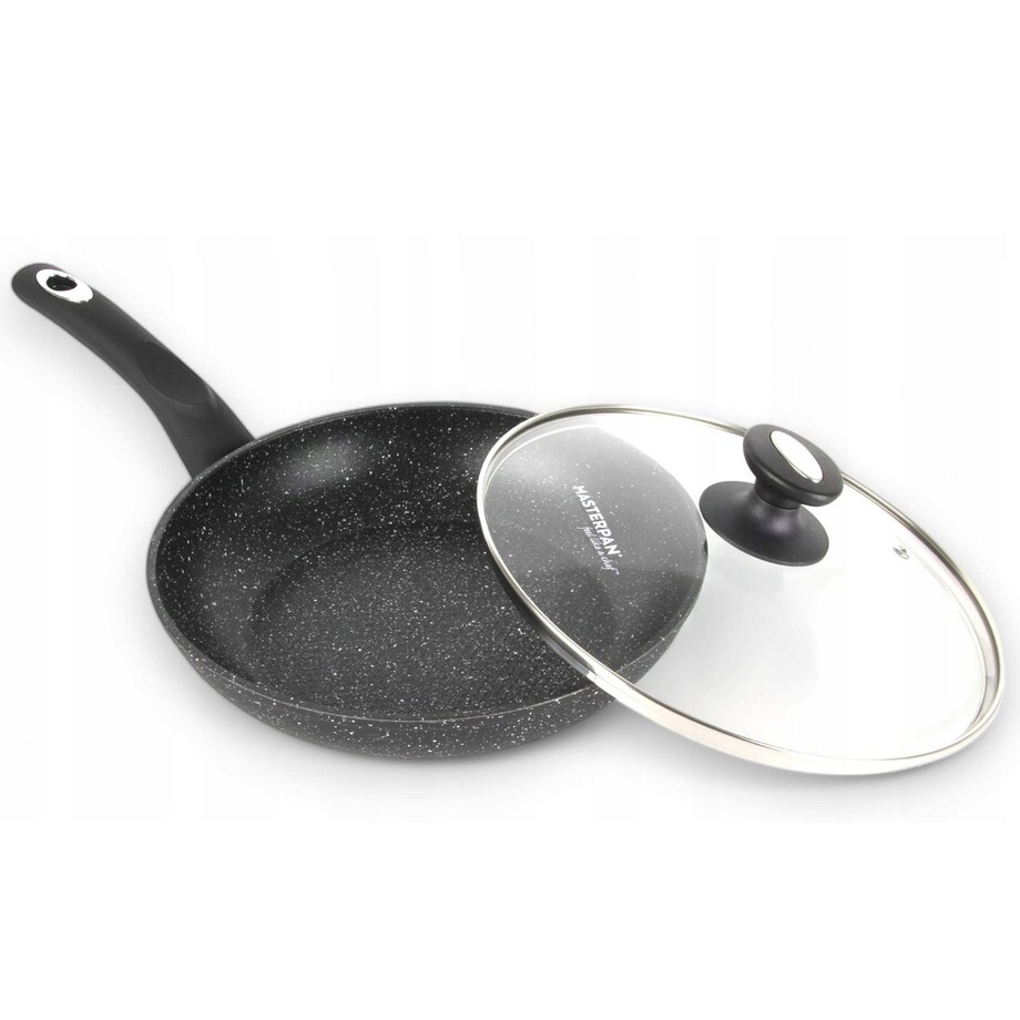 Patelnia Granitowa Pokrywka 26 Cm Plaster Miodu Indukcja Gaz 2.0L Wysoka 5.0