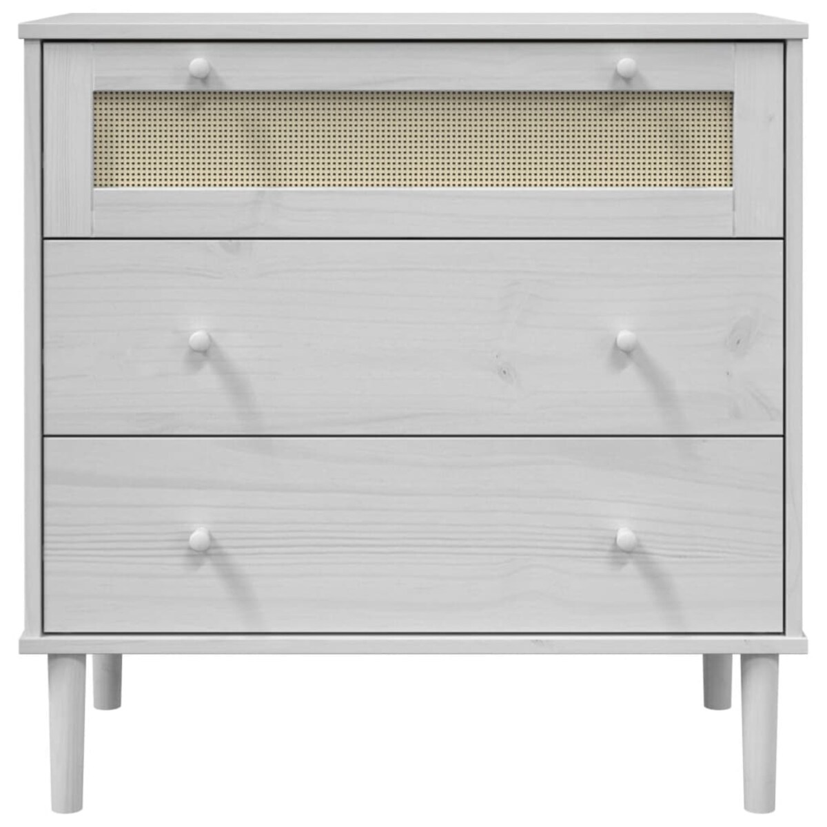 vidaXL Komoda SENJA, imitacja rattanu, biała, 80x40x80 cm, sosna