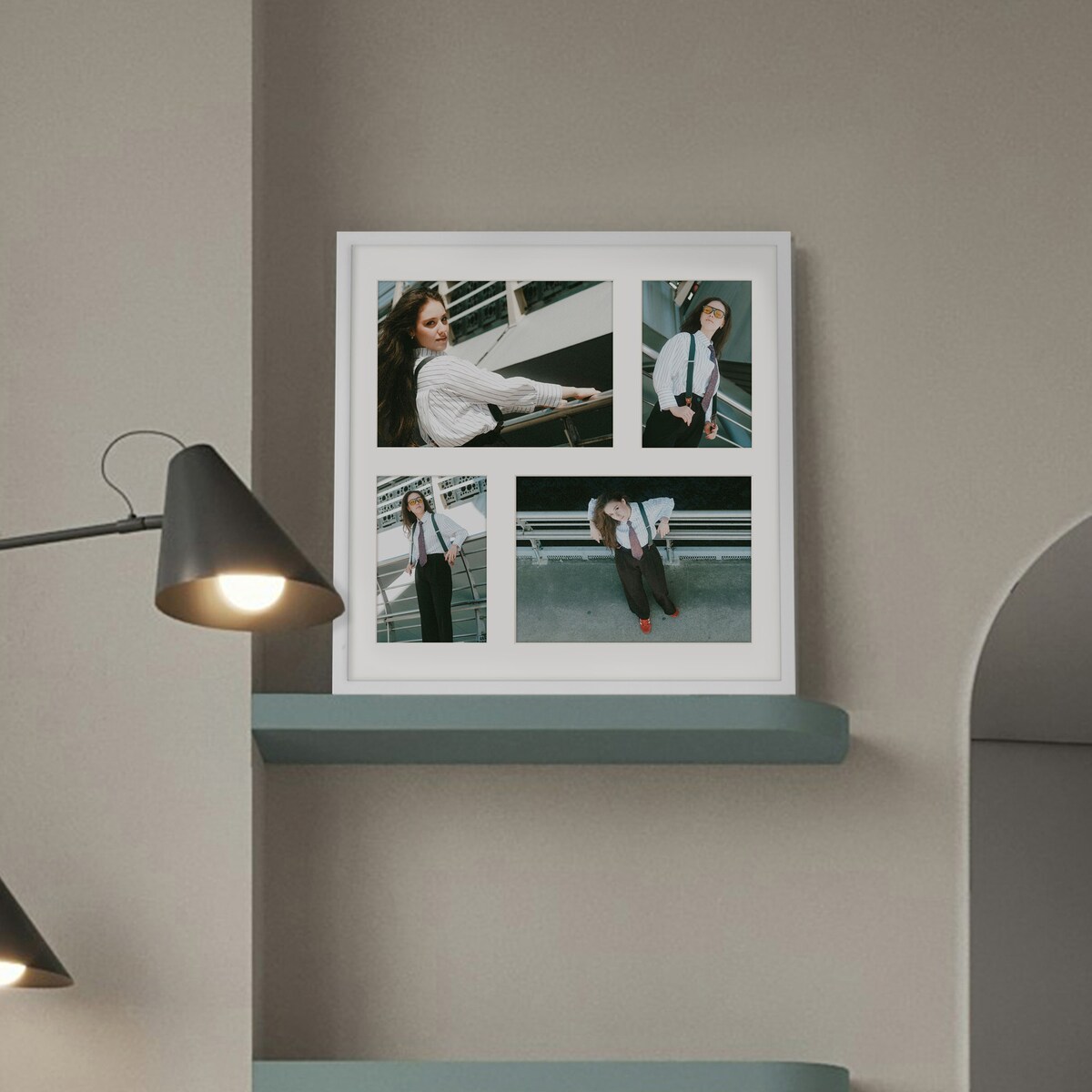 Ramka na 4 zdjęcia 2x 10x15 cm 2x 15x21 cm biała foto galeria 40x40 cm FRAMAI