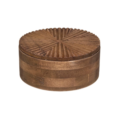 Drewniana szkatułka na biżuterię z lusterkiem, okrągła