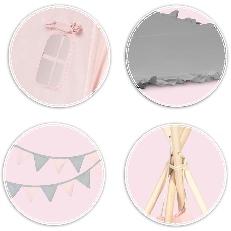 Tipi namiot dla dzieci teepee girlanda poduszki duża mata stabilizator Nukido