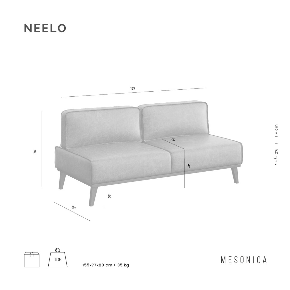 Sofa 2-osobowa Neelo jasnobeżowa | home&you