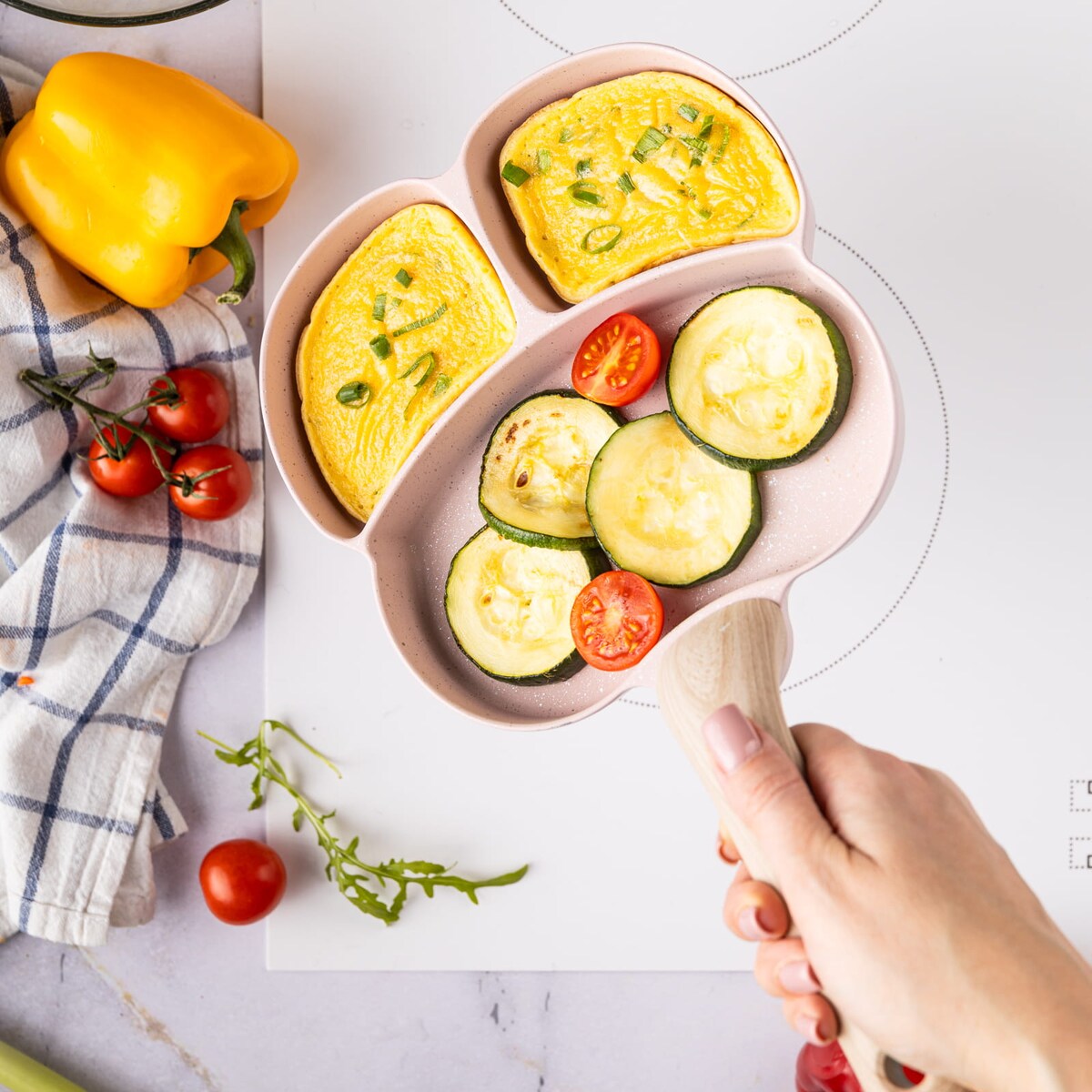 Patelnia marmurkowa 3 w 1 do jajek naleśników placków pancake 18cm RÓŻOWA KLAUSBERG