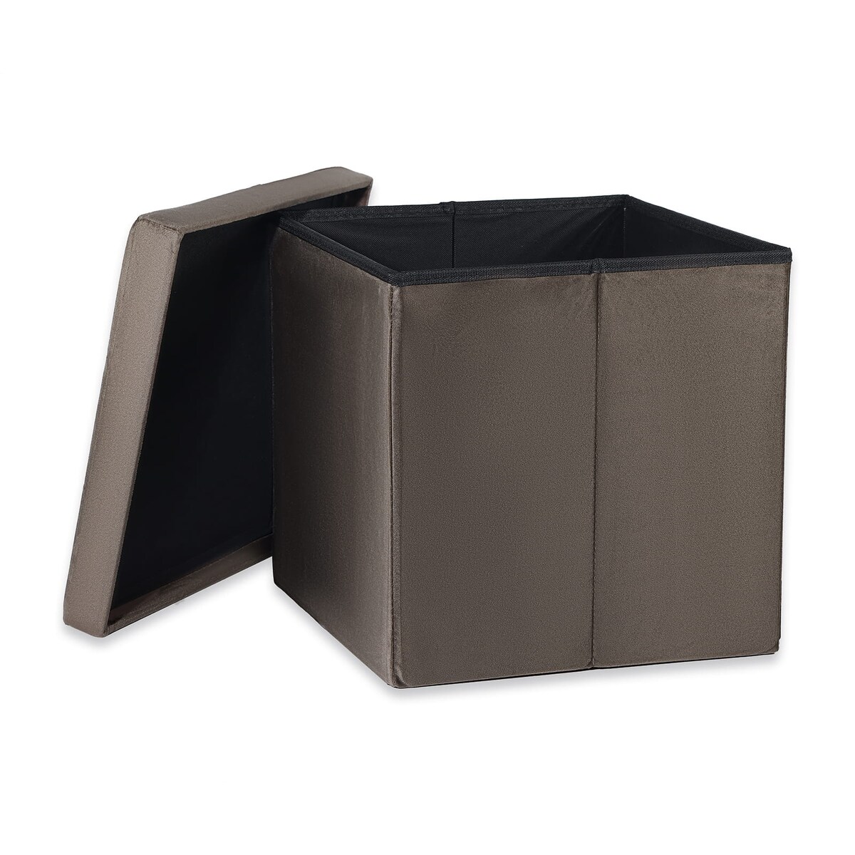 Pufa Składana L Z Guzikami - 38X38X38Cm Aksamit Brąz