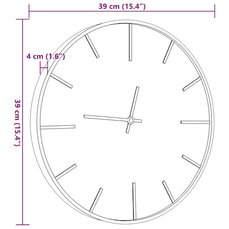 vidaXL Zegar ścienny, brązowy Ø39 cm, żelazo i materiał drewnopochodny